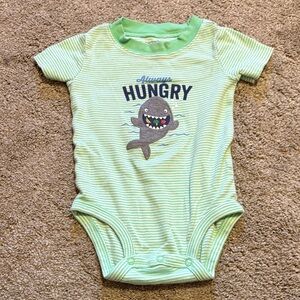 Carter's Light Green Striped Shark Bodysuit